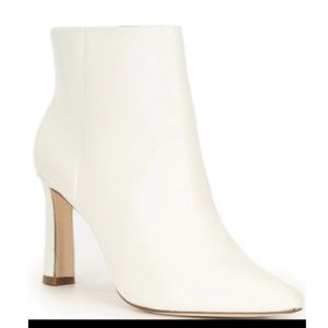 White Leather Heeled Booties